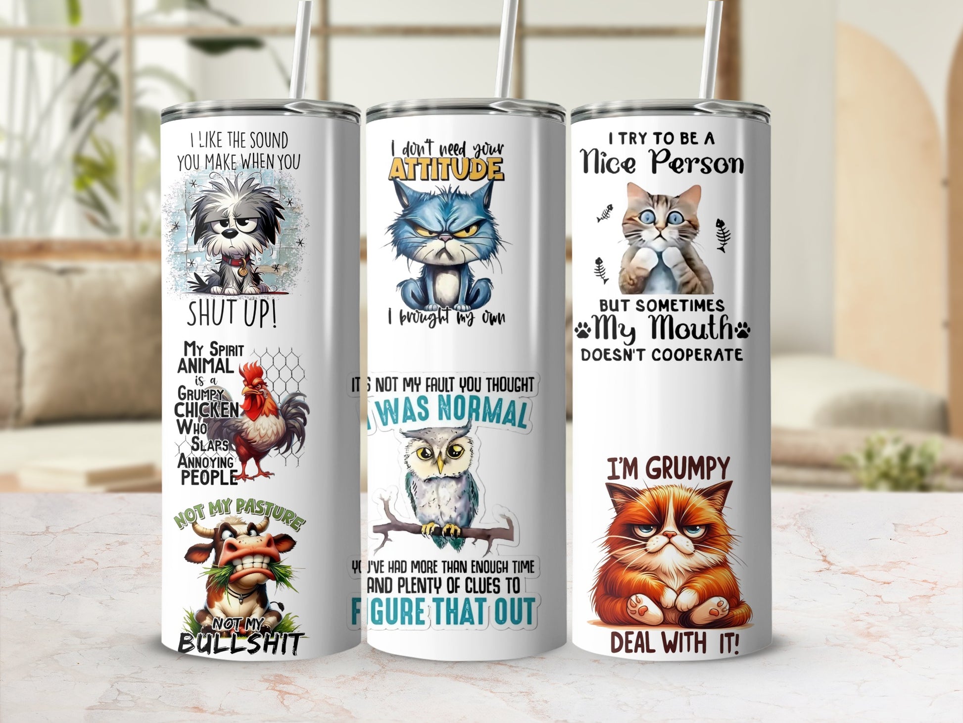 Humorous Animal Design Insulated Tumbler Collection