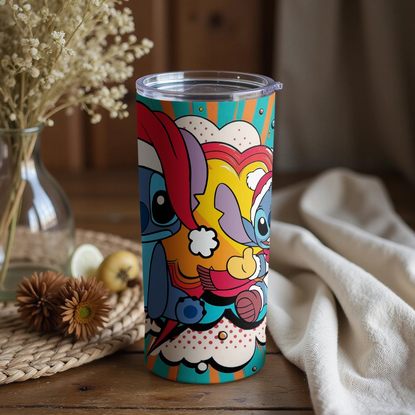 Cute Colorful Cartoon Tumbler with Lid 20oz