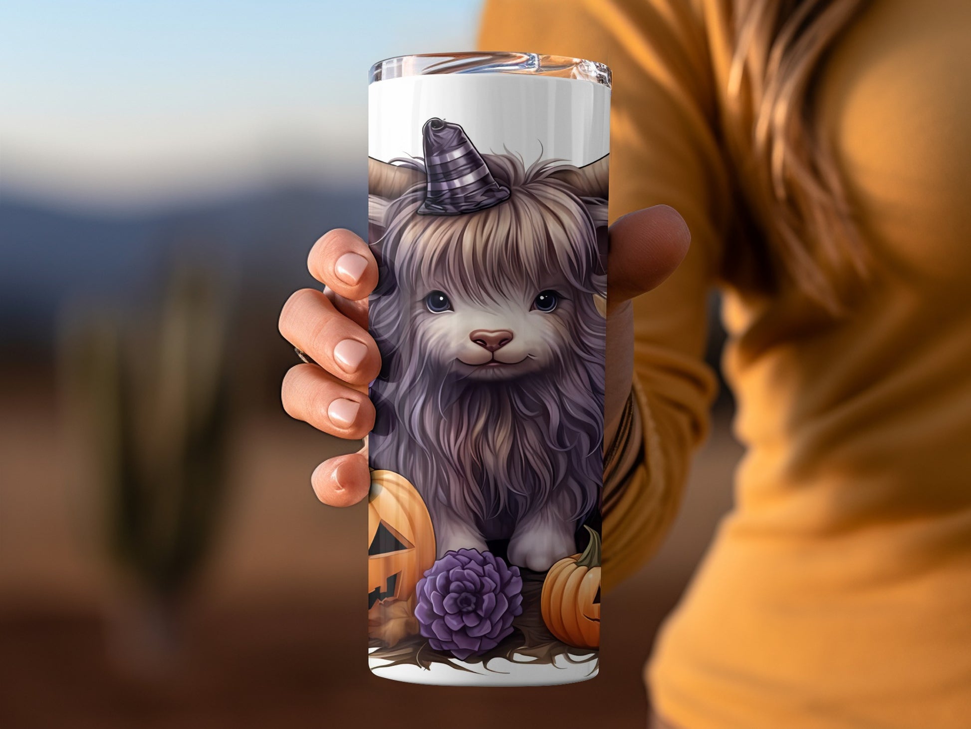Adorable Fall Dog with Pumpkins Design Tumbler
