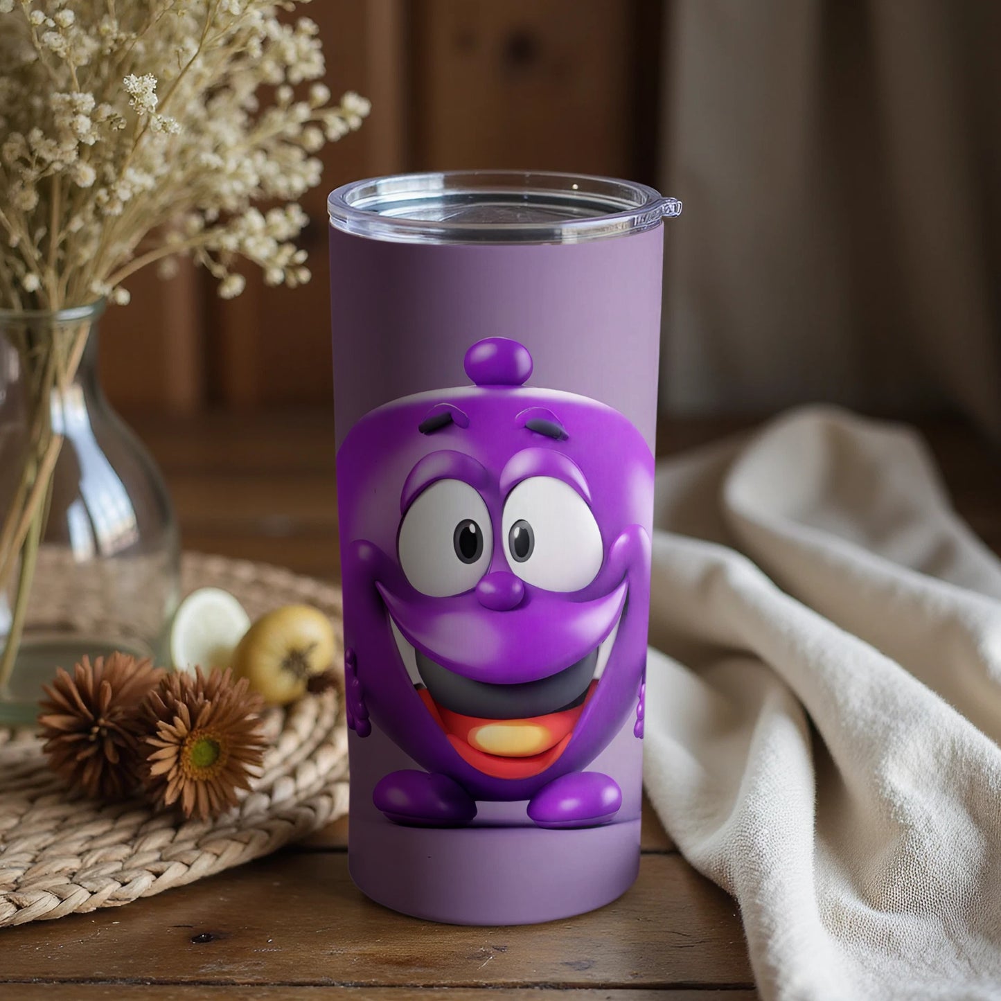 Funny Cartoon Character Purple Tumbler for Fun Drinking