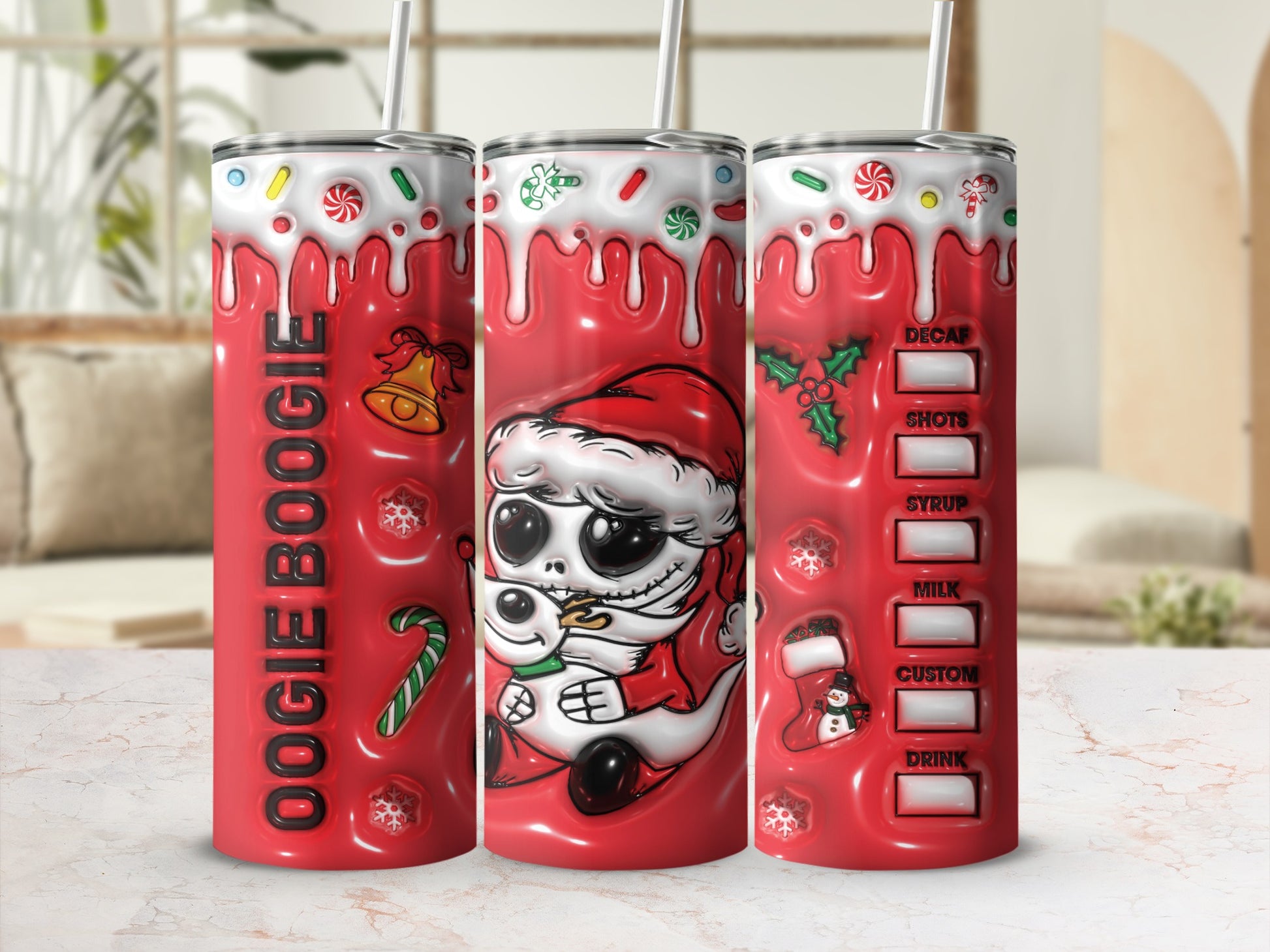 Festive Oogie Boogie Christmas-Themed Tumbler
