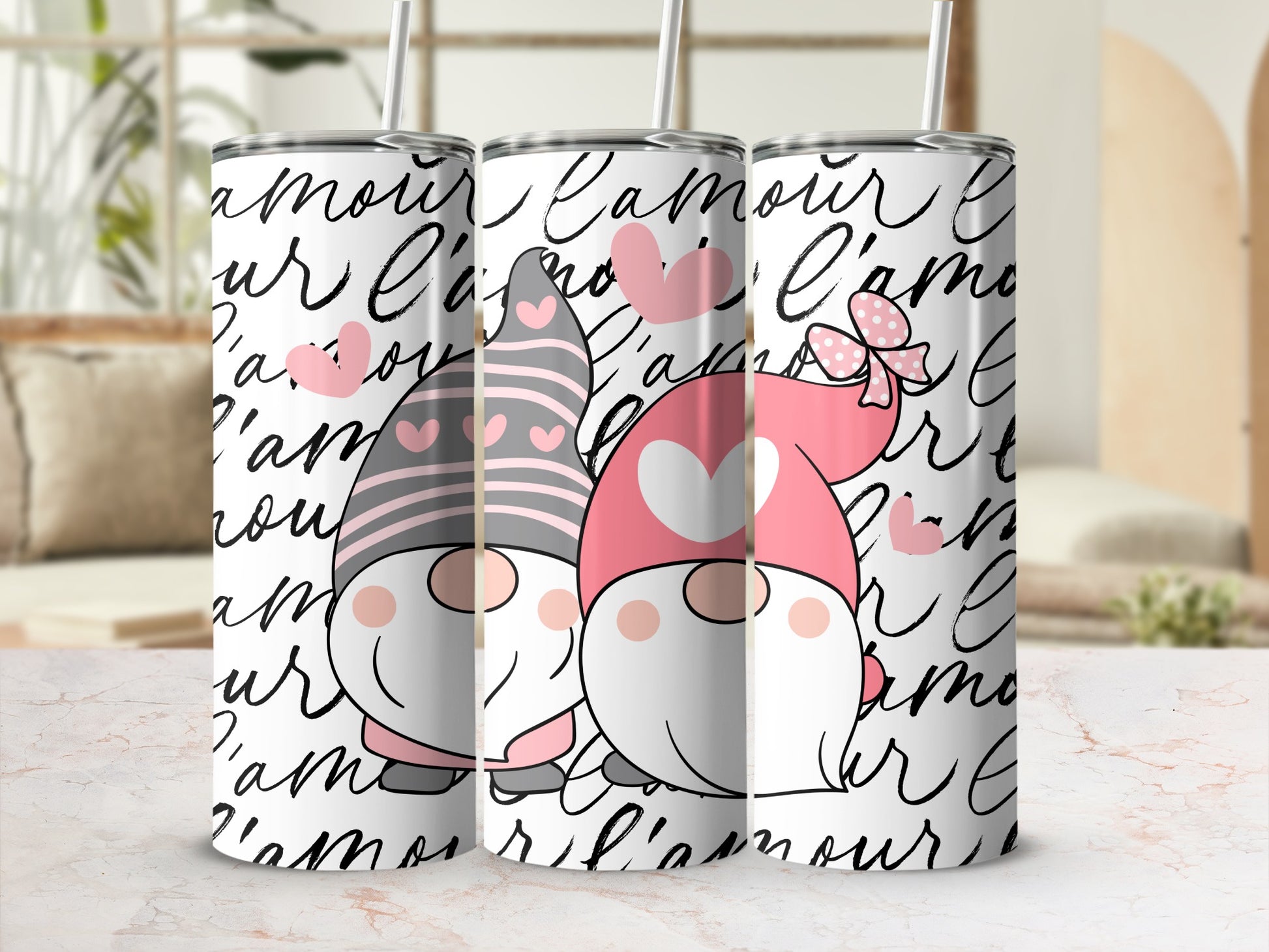 Valentine Gnome Stainless Steel Tumbler Gift