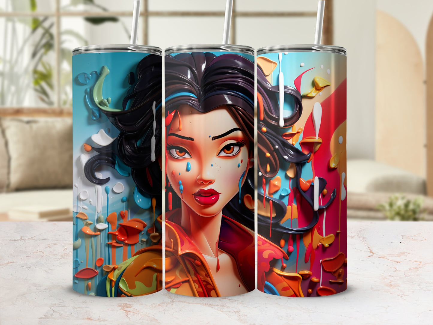 Colorful Abstract Woman Art Insulated Tumbler Product