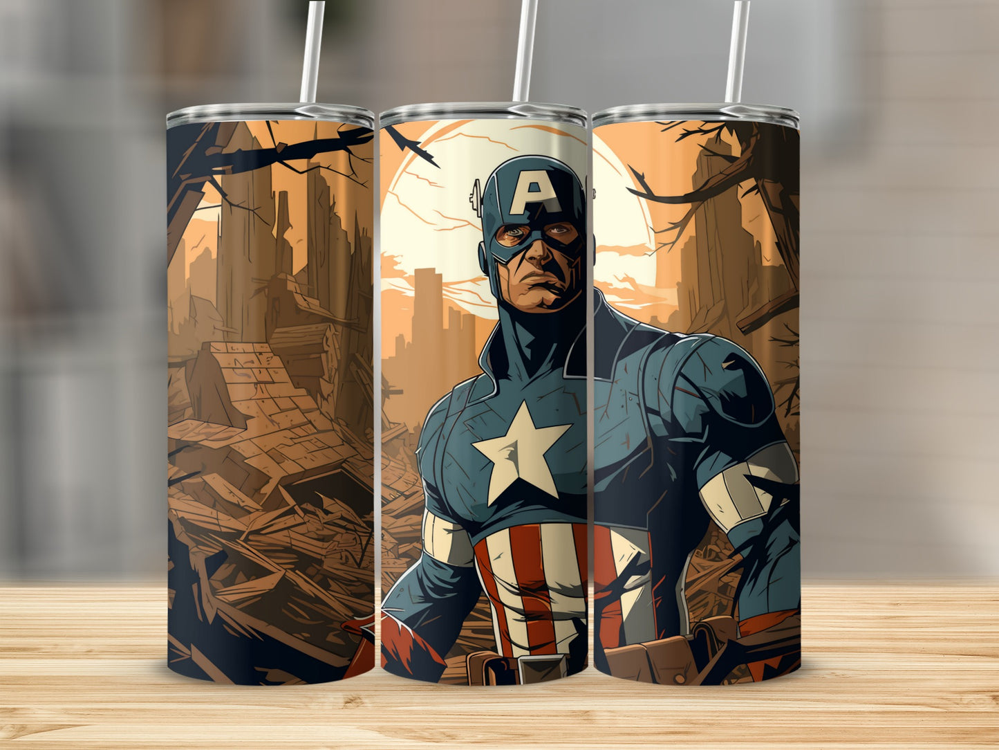 Captain America Hero Design Tall Tumbler Flask