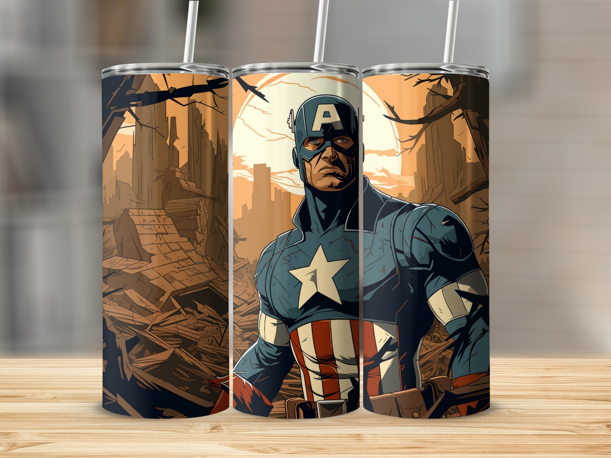 Captain America Hero Design Tall Tumbler Flask
