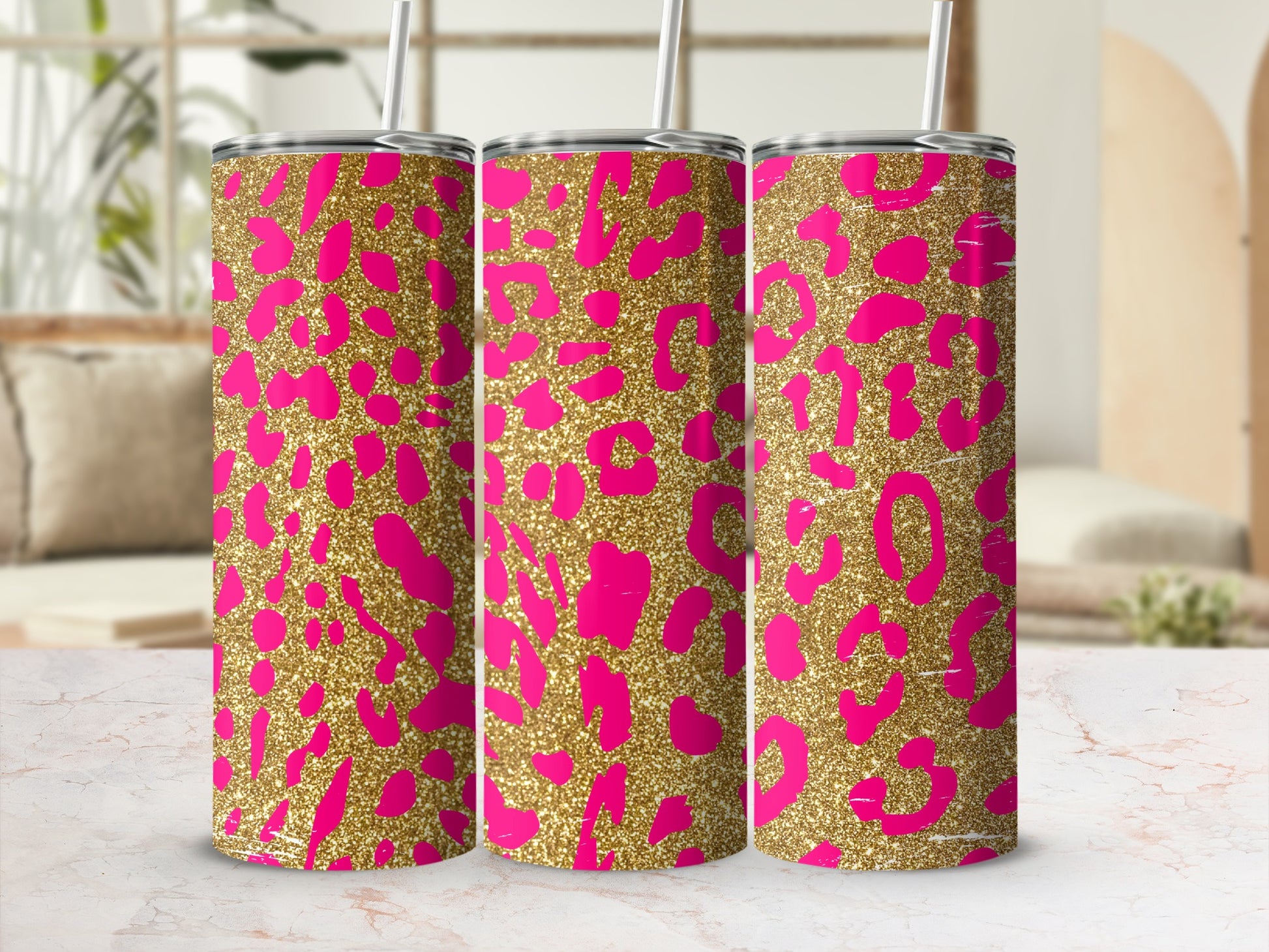 Sparkling Pink Leopard Print Design Tumbler Product