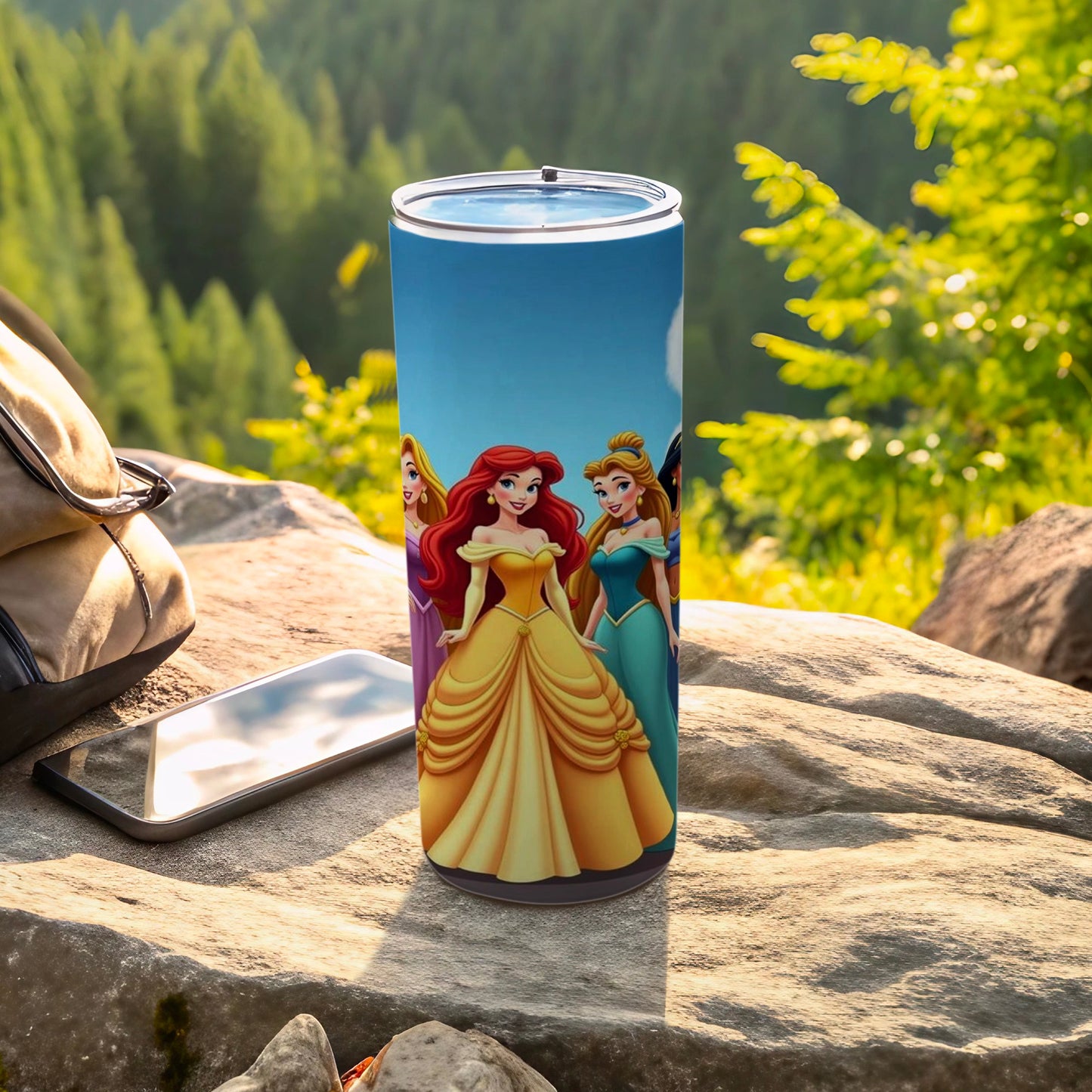 Colorful Travel Tumbler with Princess Illustrations
