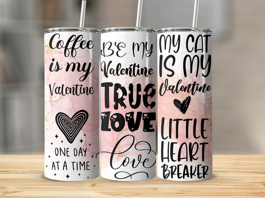 Valentine Themed Love and Cat Themed Tumbler Collection