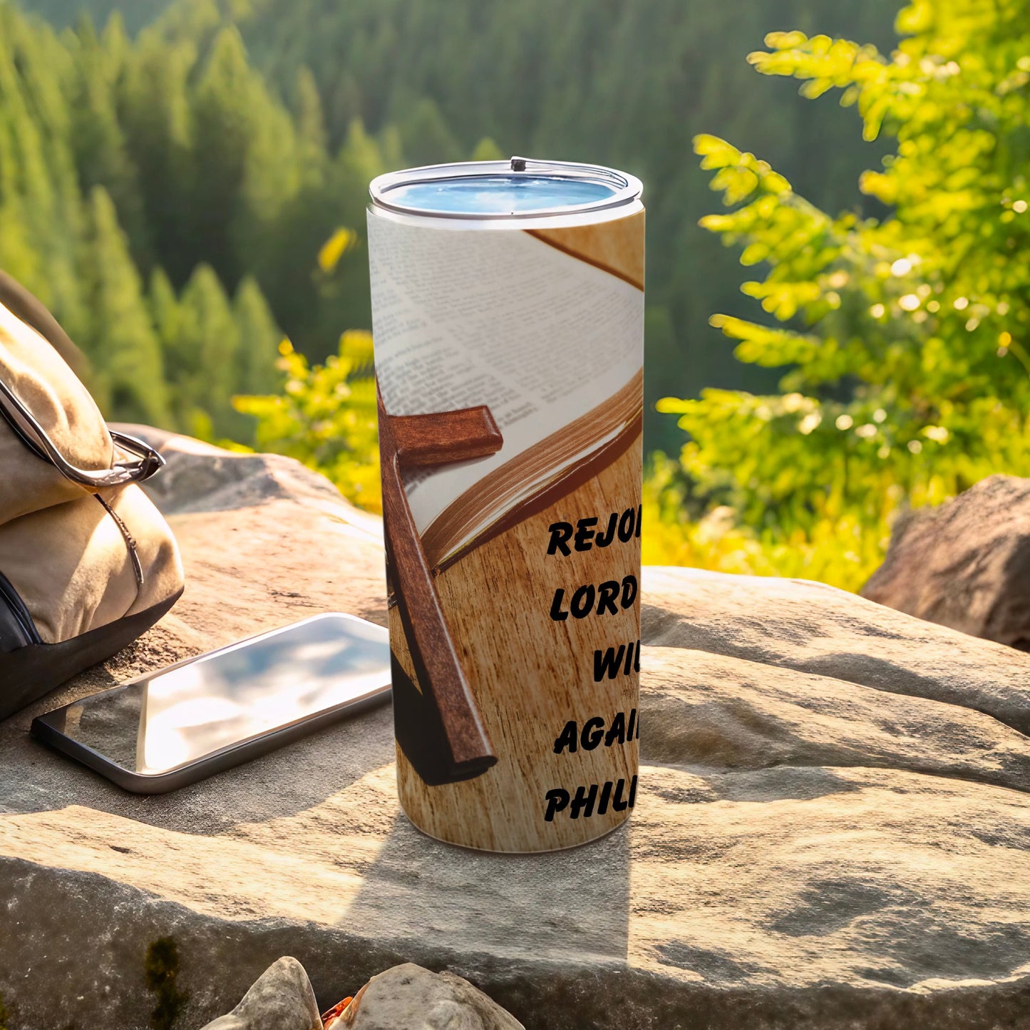 Rejoice in the Lord Stainless Steel Tumbler 20oz Flask
