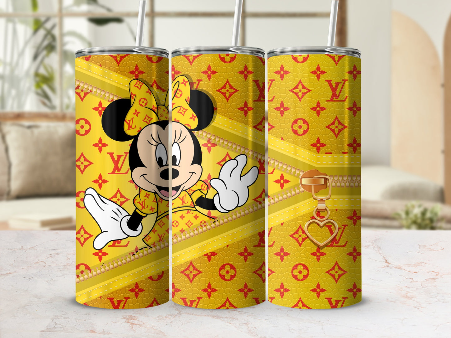 Cute Minnie Mouse and Louis Vuitton Pattern Tumbler