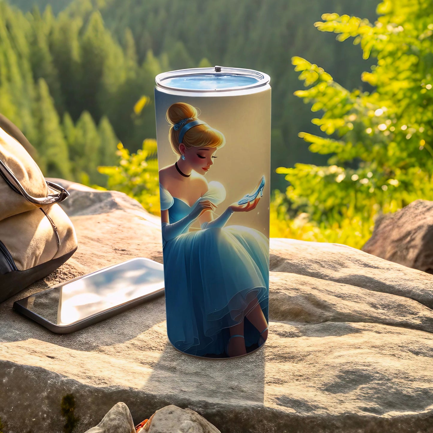 Cinderella with Glass Slipper Travel Tumbler Flask Cup