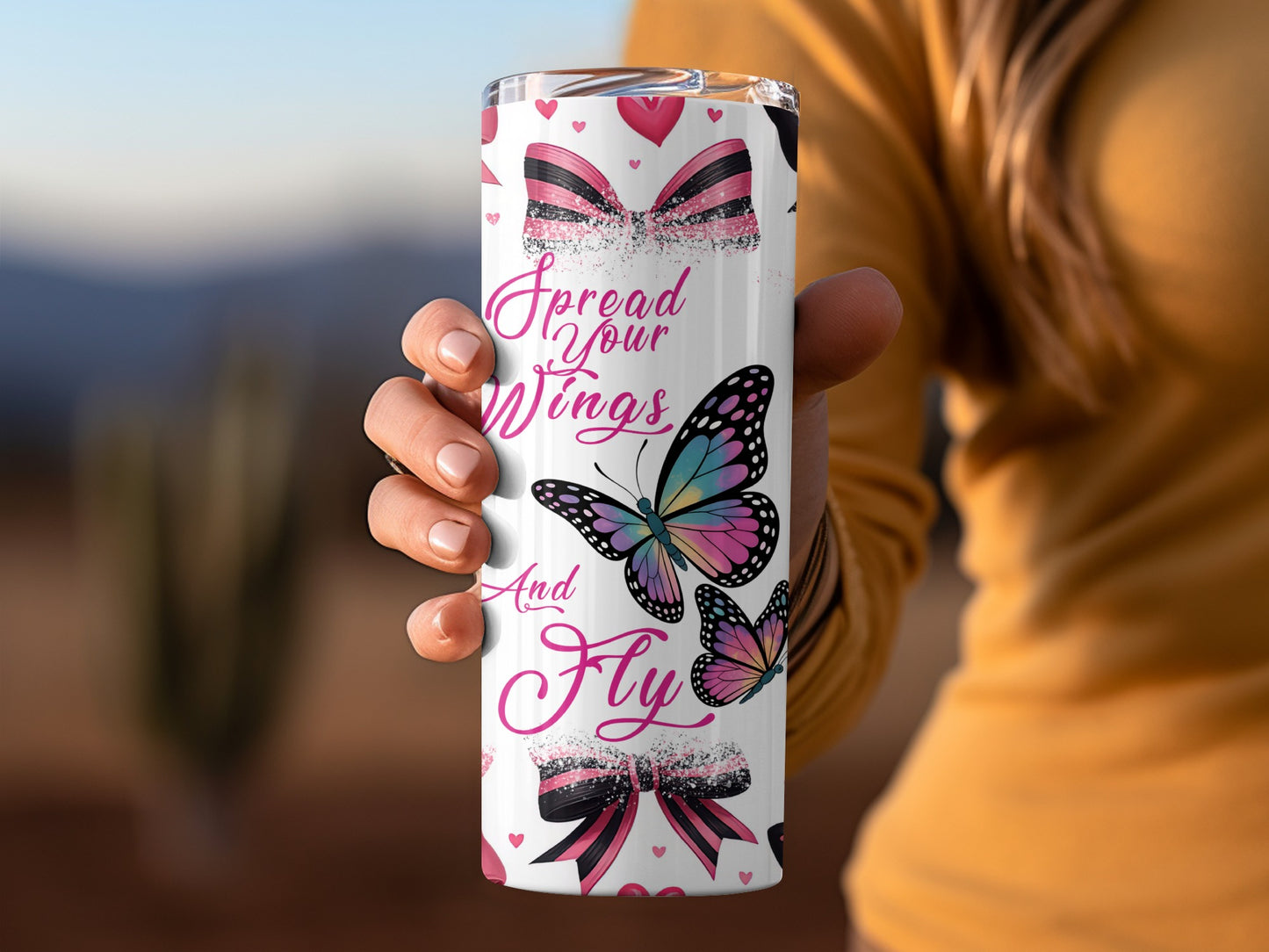 Spread Your Wings and Fly Butterfly Design Tumbler