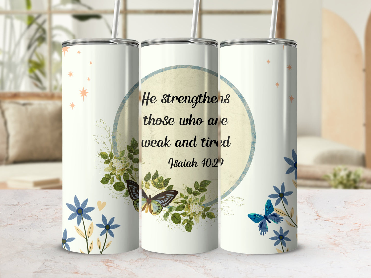 Inspirational Isaiah 40:29 Design Tumbler Product