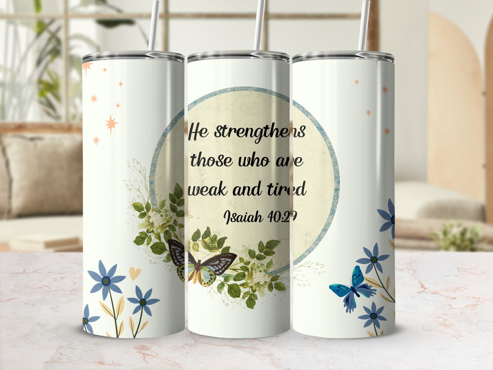 Inspirational Isaiah 40:29 Design Tumbler Product