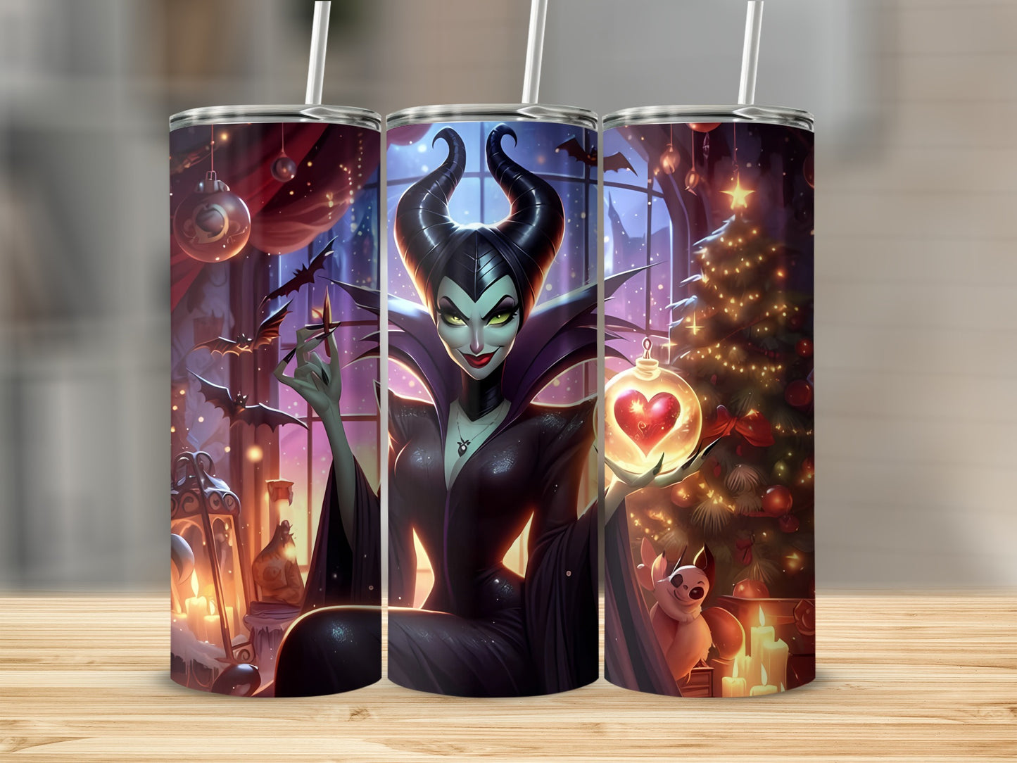 Christmas Villain Holding Heart with Holiday Decorations Tumbler