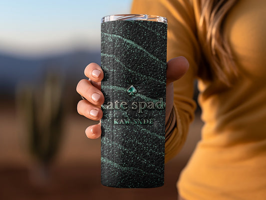 Kate Spade Inspired  Black with Green Design Premium Tumblers