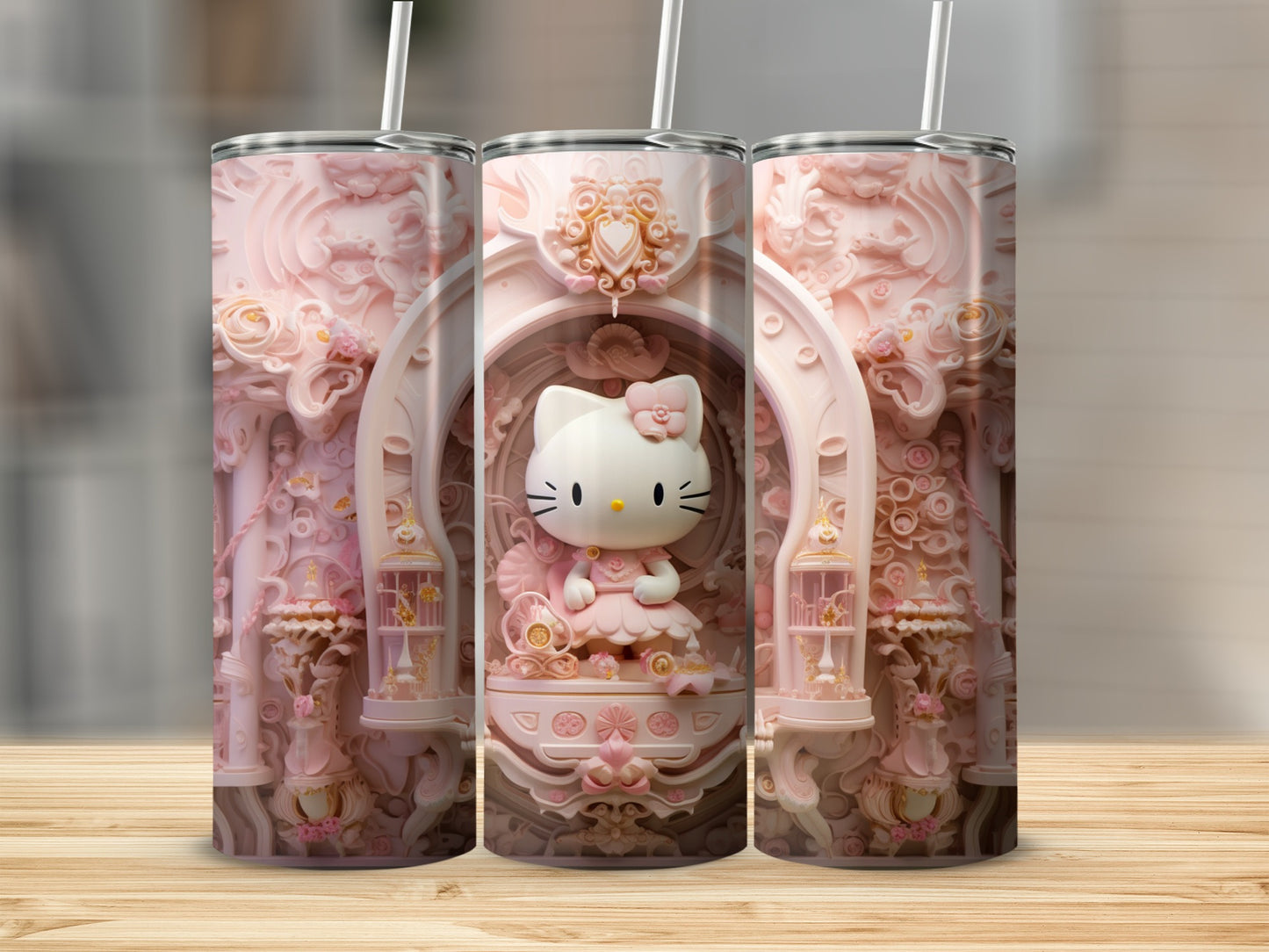 Cute Hello Kitty Tumbler with Intricate Pink Design