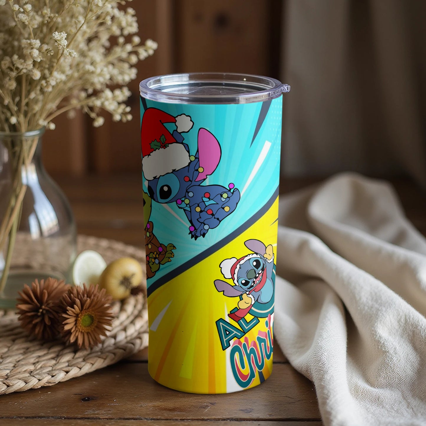 Colorful Stitch Christmas Themed Tumbler