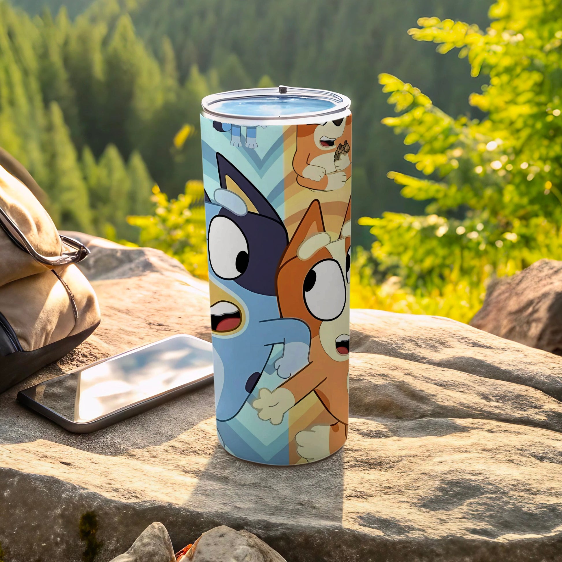 Cartoon Characters Scenic Background Tumbler Cup