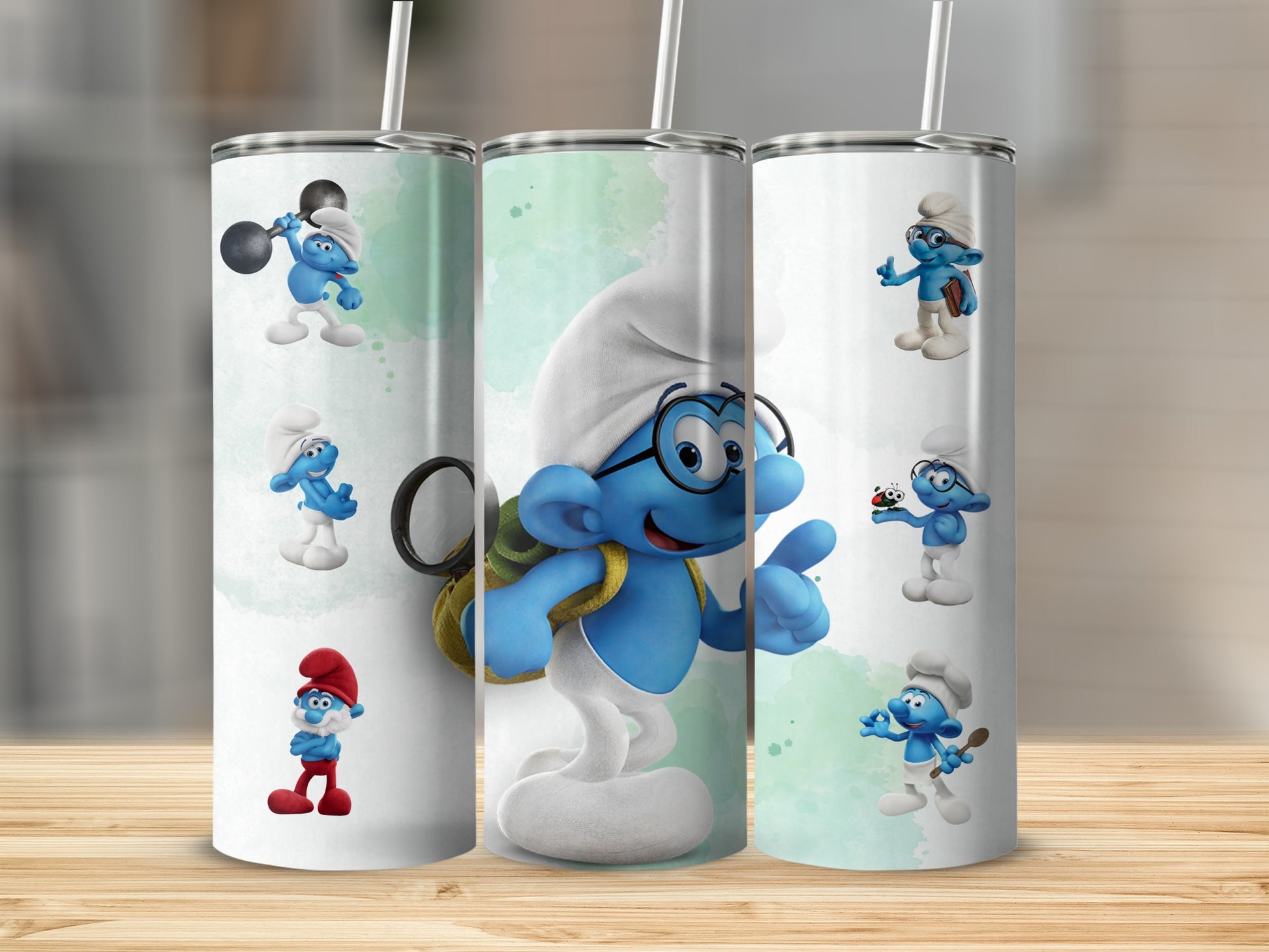 Cute Cartoon Characters on White Background Tumbler