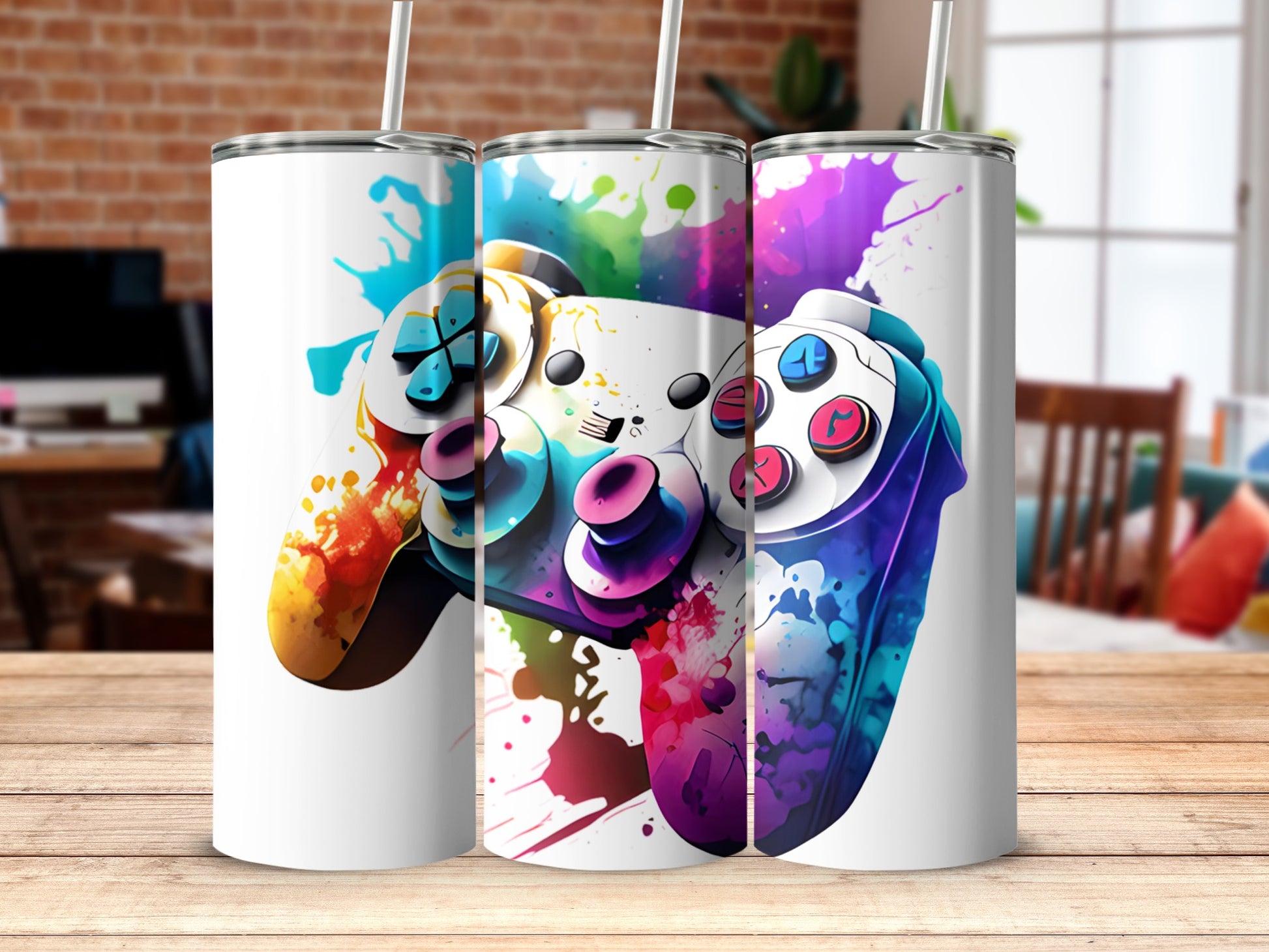 Colorful Game Controller Design Tumbler