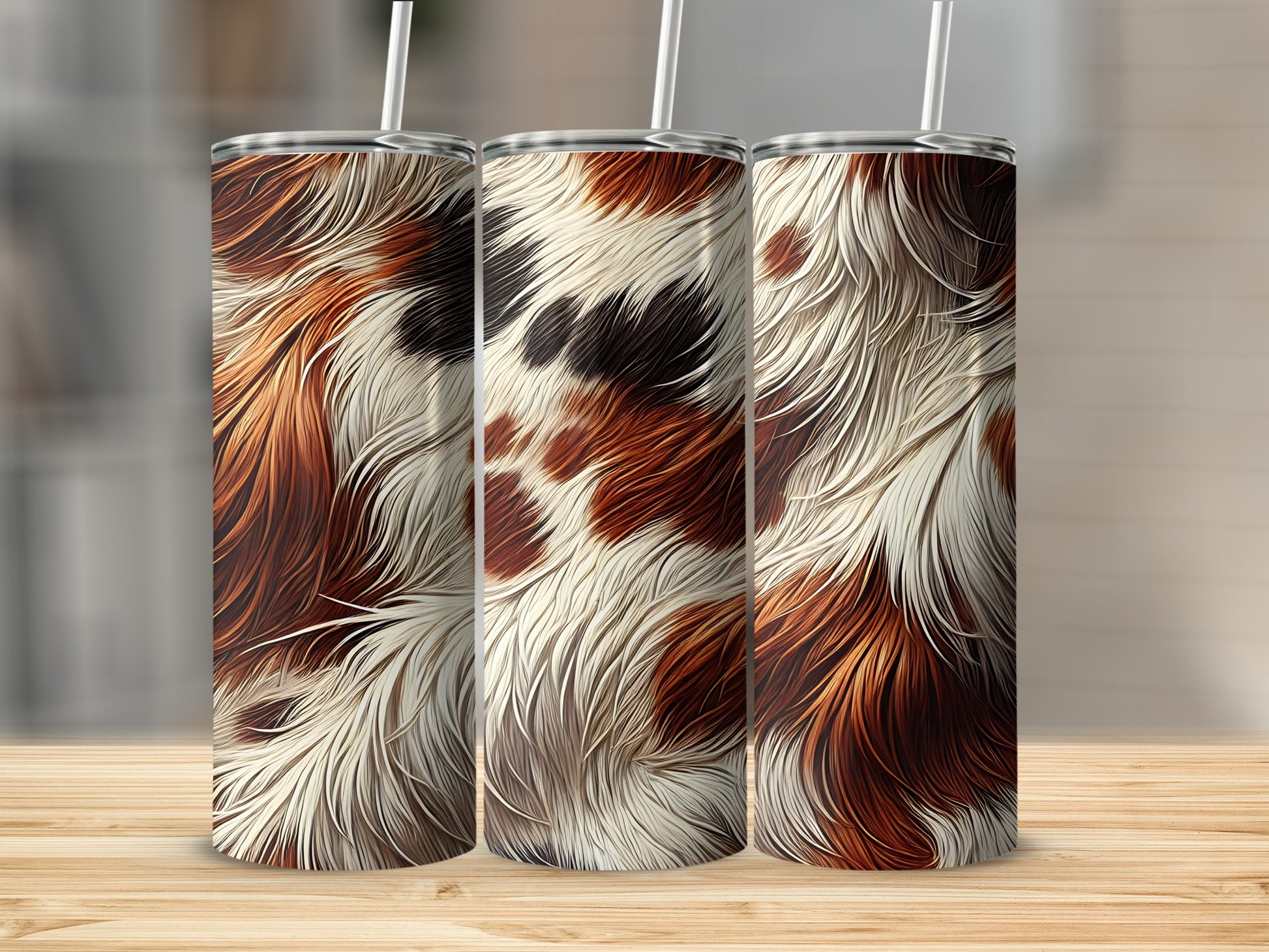 Brown White Black Fur Pattern Drinkware tumbler