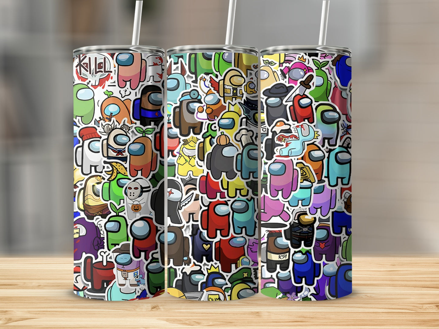 Colorful Among Us Characters Design Tumbler Cup