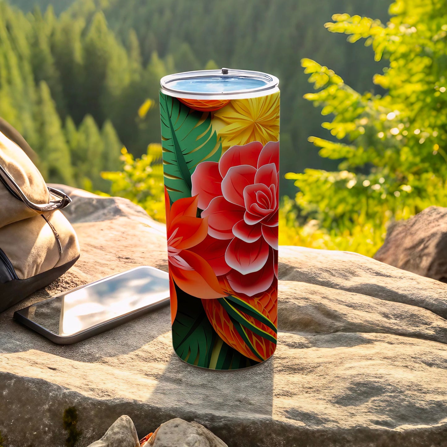 Vibrant Floral Design Insulated Travel Tumbler