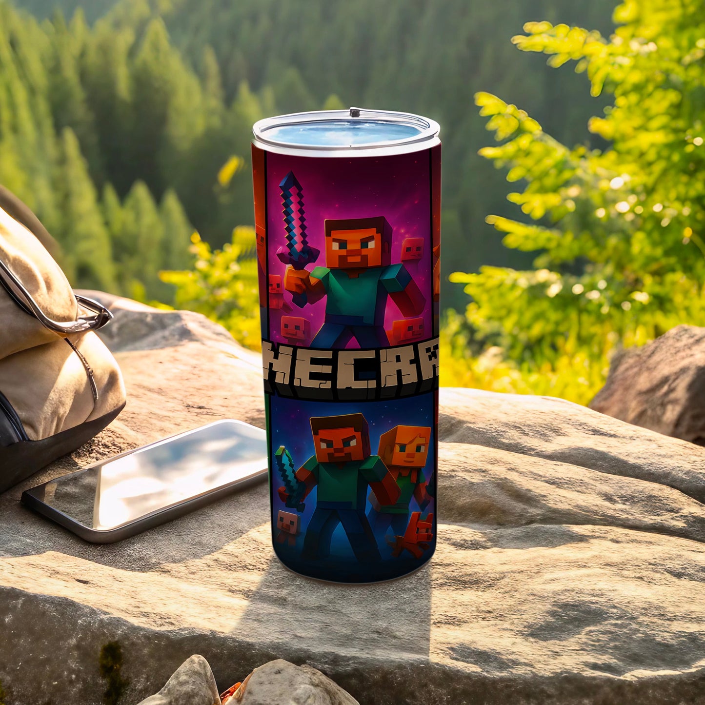 Minecraft Steve Adventure Artwork Travel Tumbler Cup