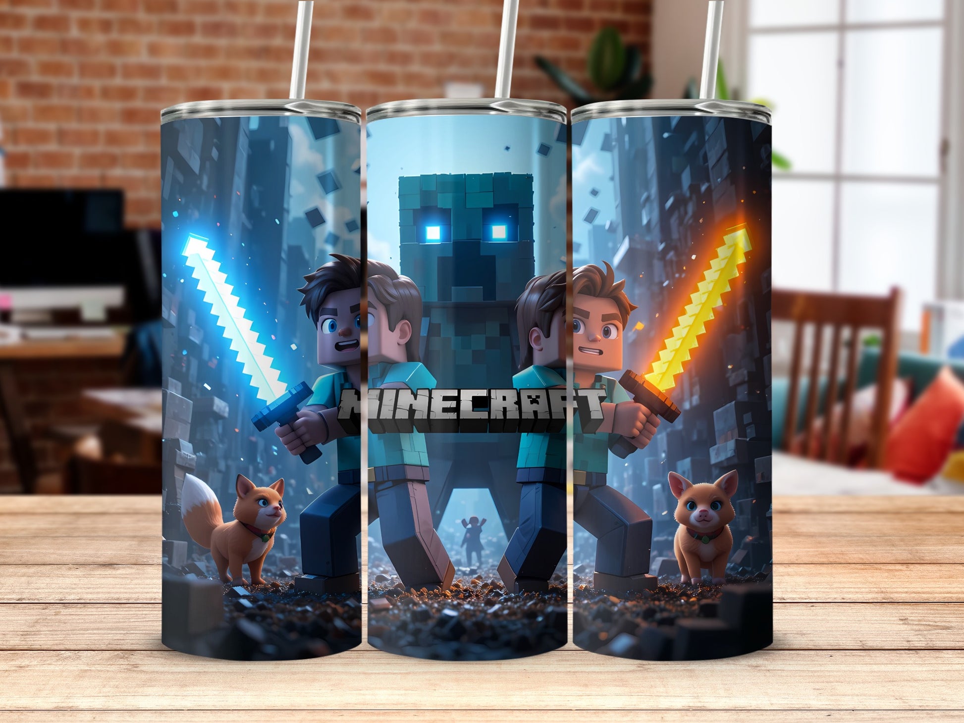 Minecraft Themed Tumbler Family Gift for Gamers