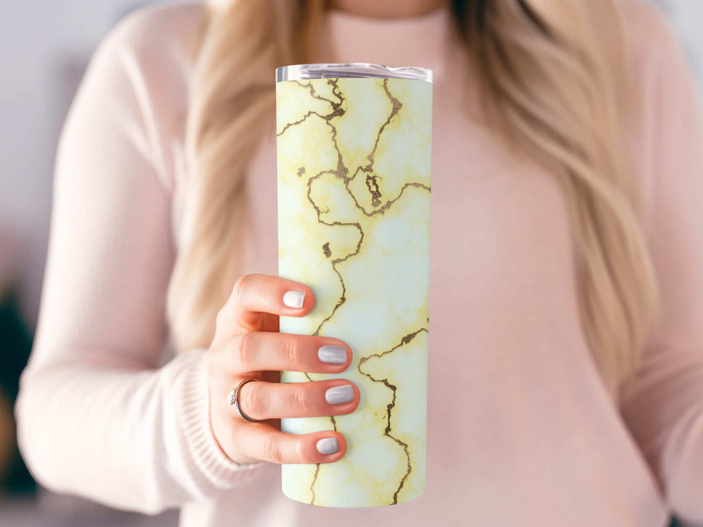 Gold Veined Marble on White Background Tumblers
