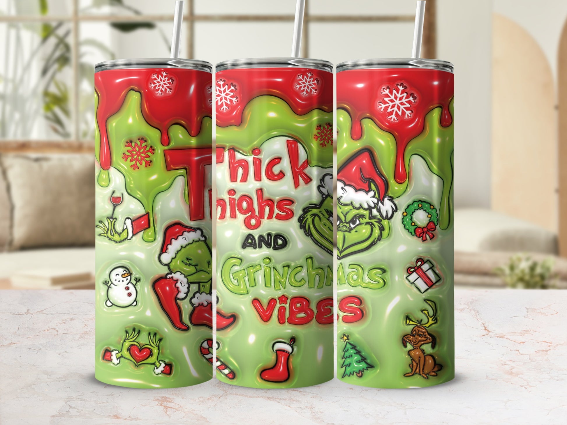 Thick Thighs And Grinchmas Vibes Tumbler Cup