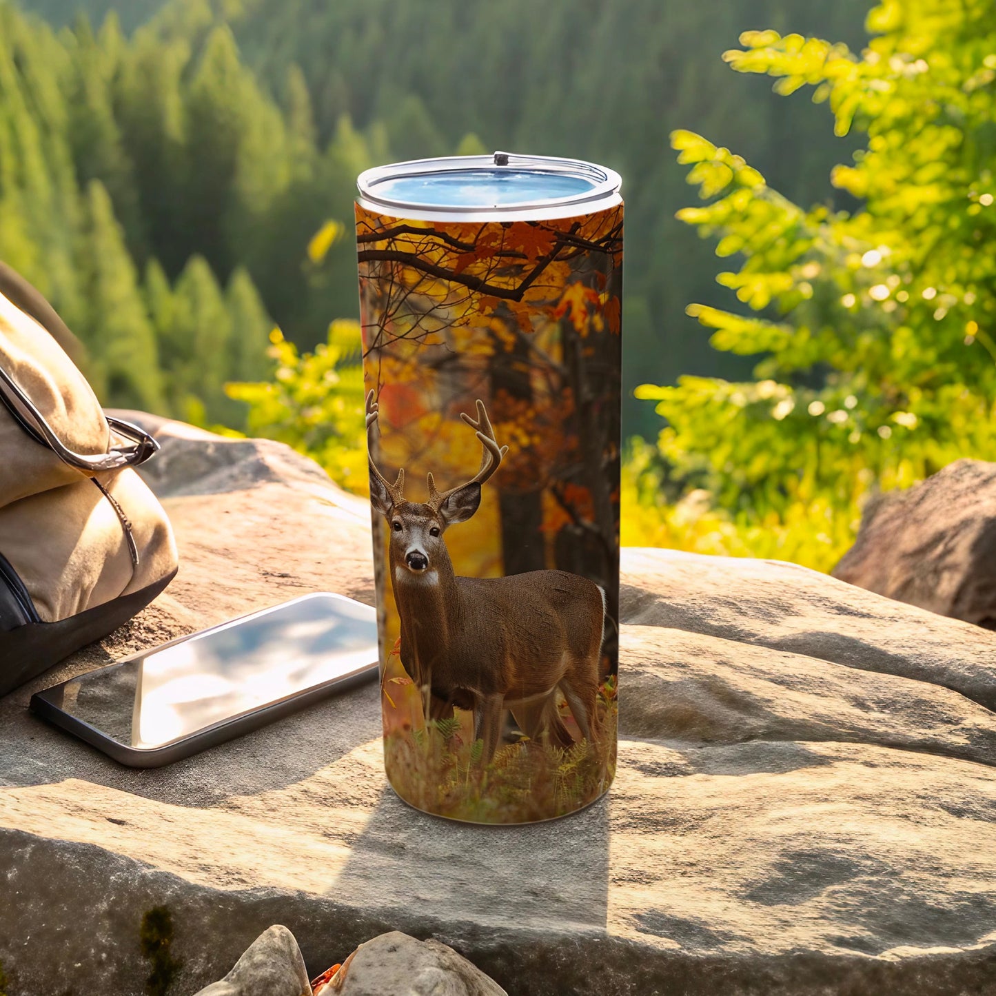 Majestic Deer Forest Scene Autumn Wildlife Tumbler product type
Tumbler
Deer
Wildlife
Forest
Autumn
Nature
Insulated cup
Travel mug
Outdoor gear
Animal print
Buck
Stag
Fall leaves
Wilderness
Drinkware
Hunter gift
Camping accessory
Woodland scene
Rustic design
Adventure drink