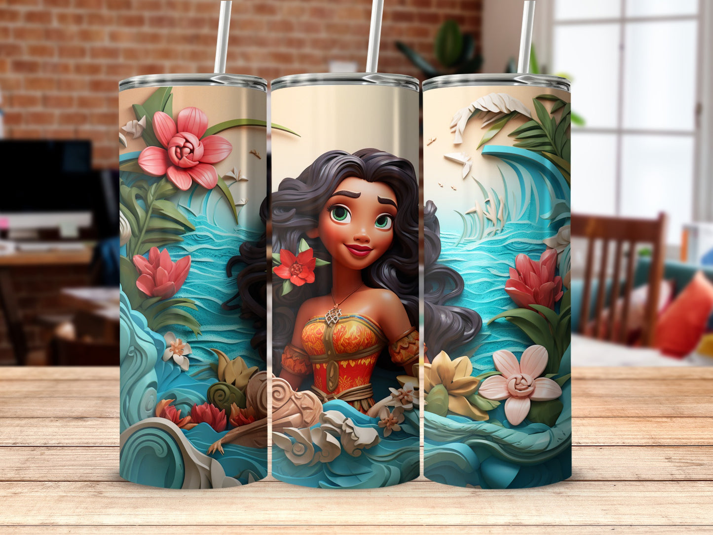 Beautiful Tumbler With Colorful Floral Mermaid Design