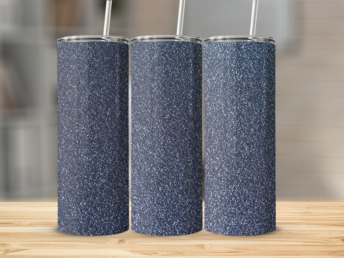 Sparkling Blue Glitter Design Tumbler Product
