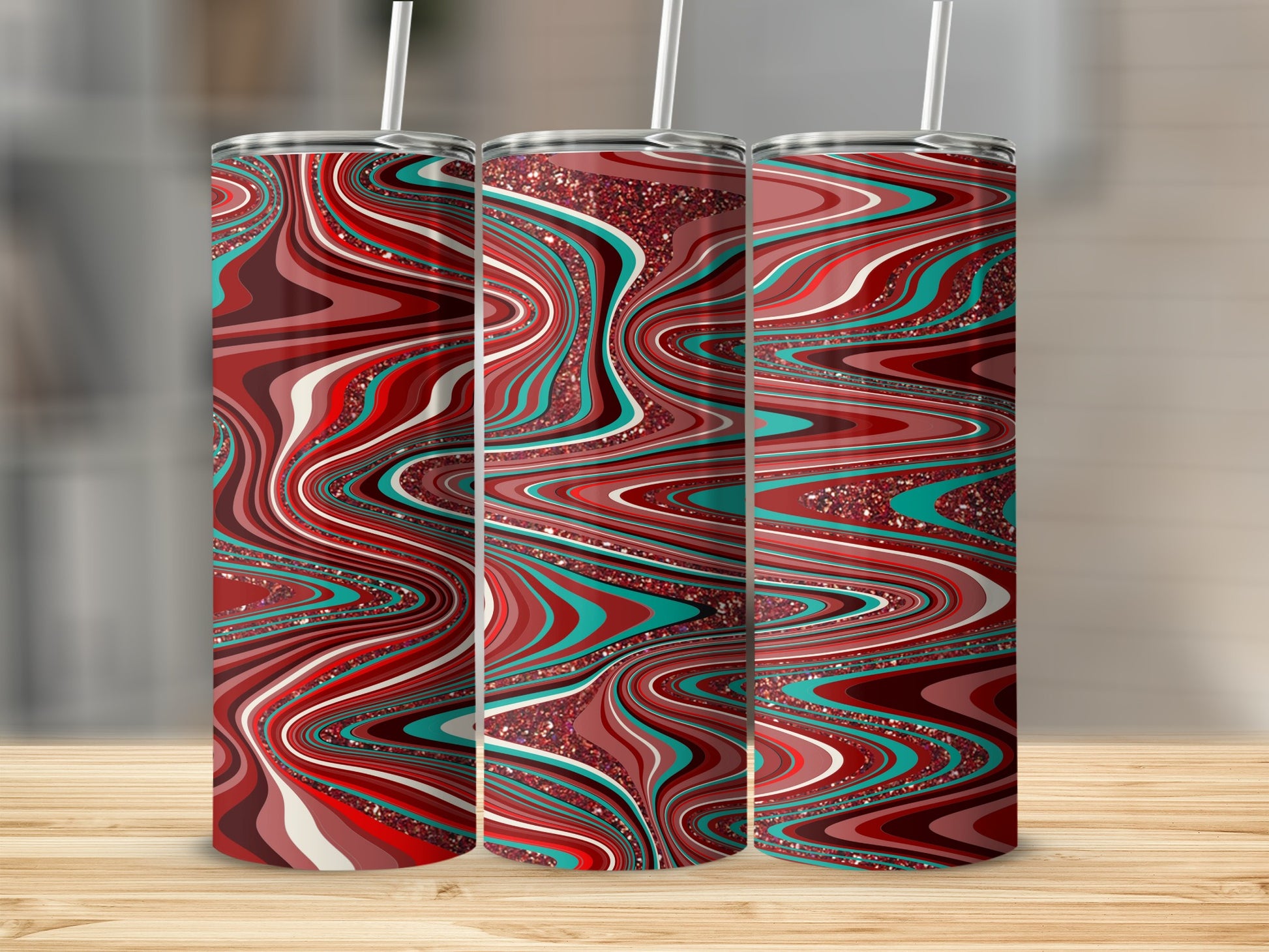 Vibrant Swirled Design Stainless Steel Tall Tumbler
