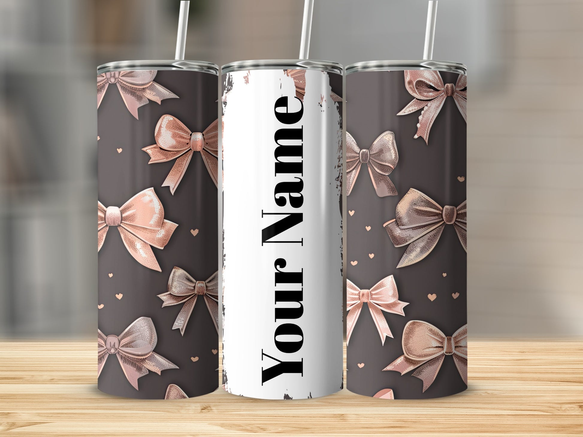 Personalized Tumbler with Stylish Bow Design