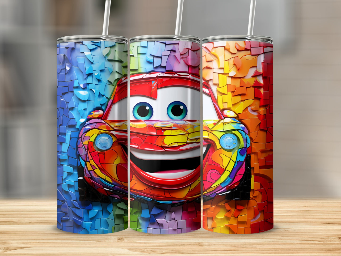 Colorful Cartoon Car Design Insulated Tumbler Bundle