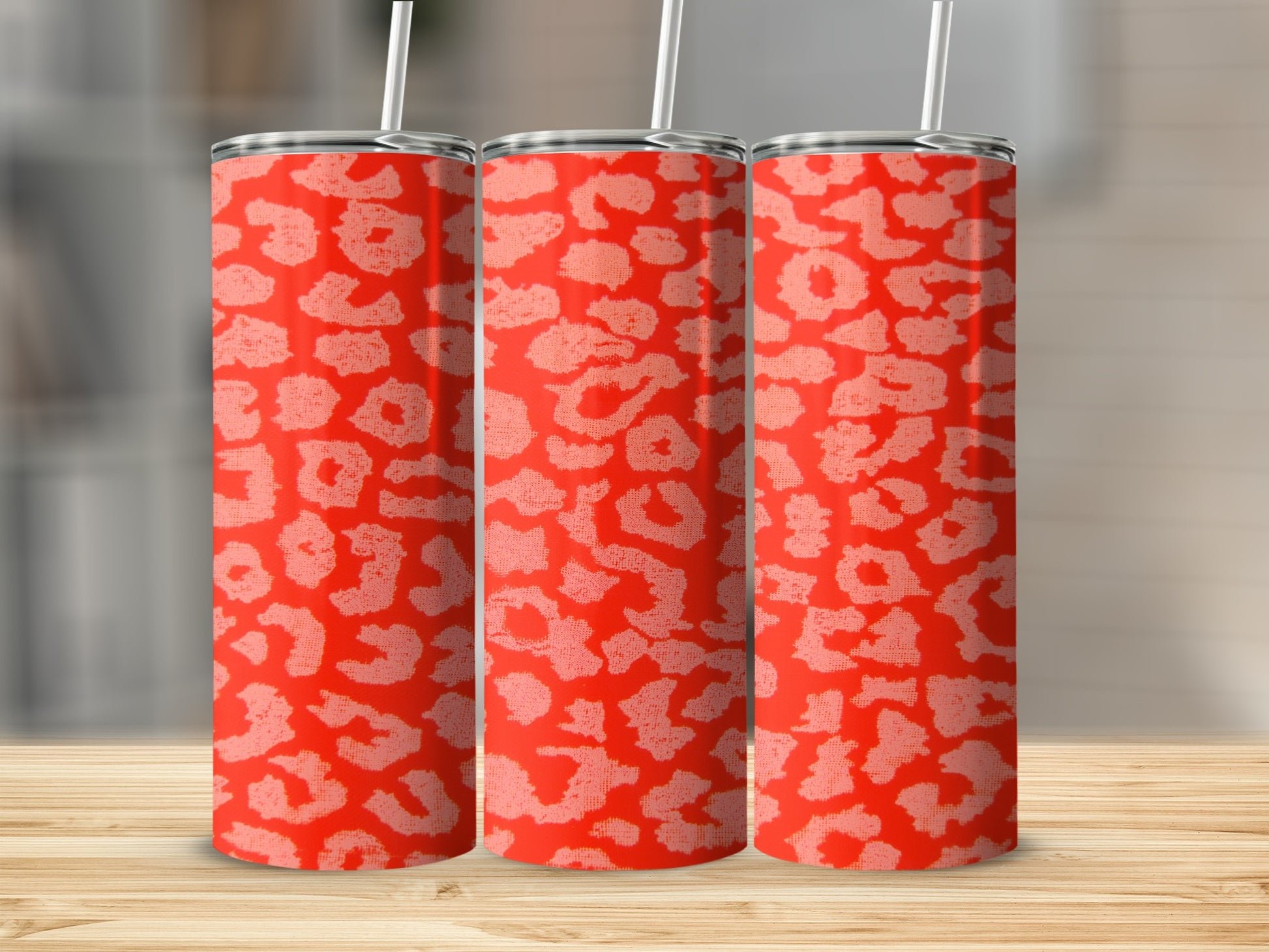 Red with Pink Leopard Spots Tumbler Cup
