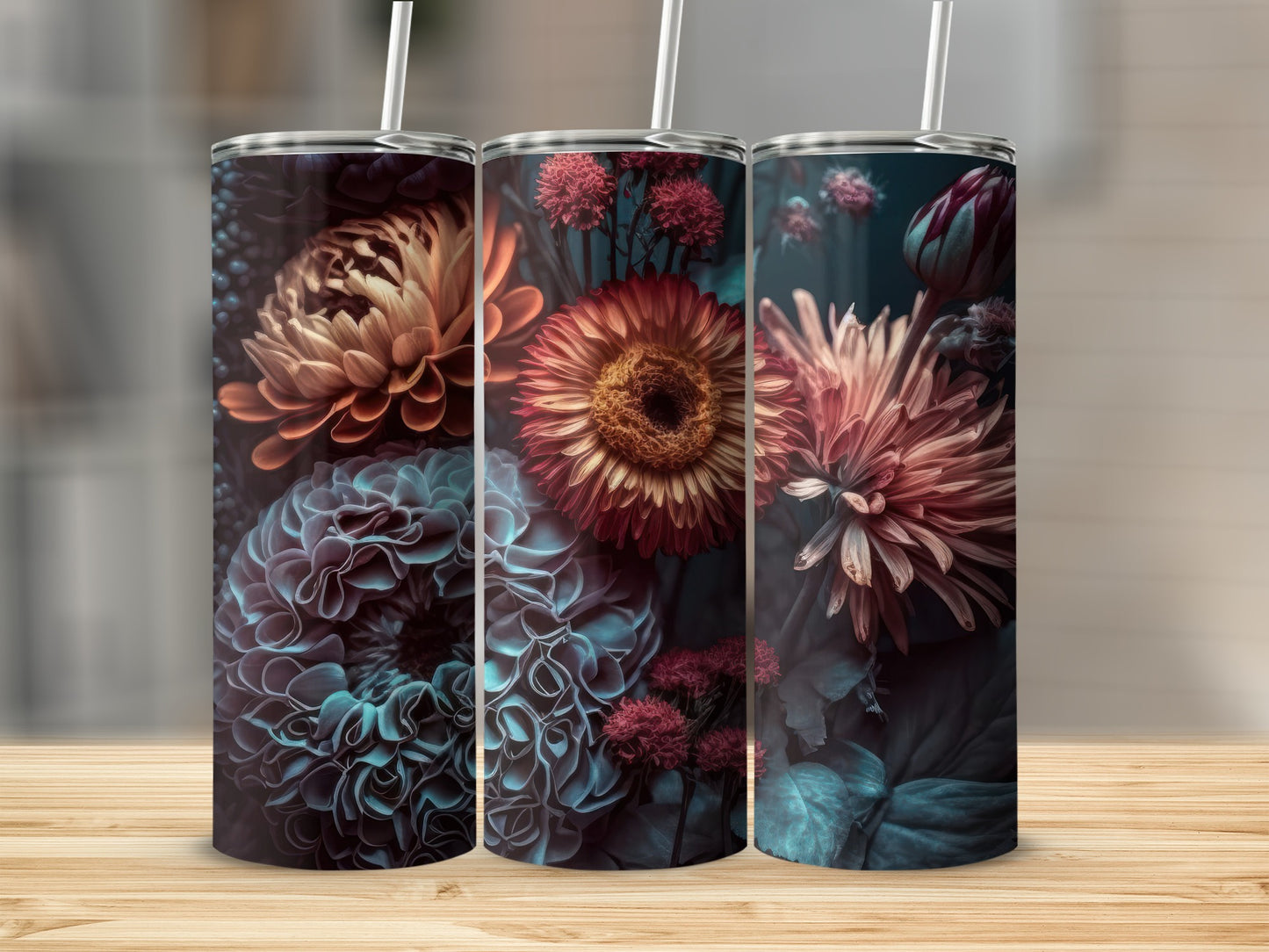 Retro Floral Pattern Insulated Stainless Steel Tumbler