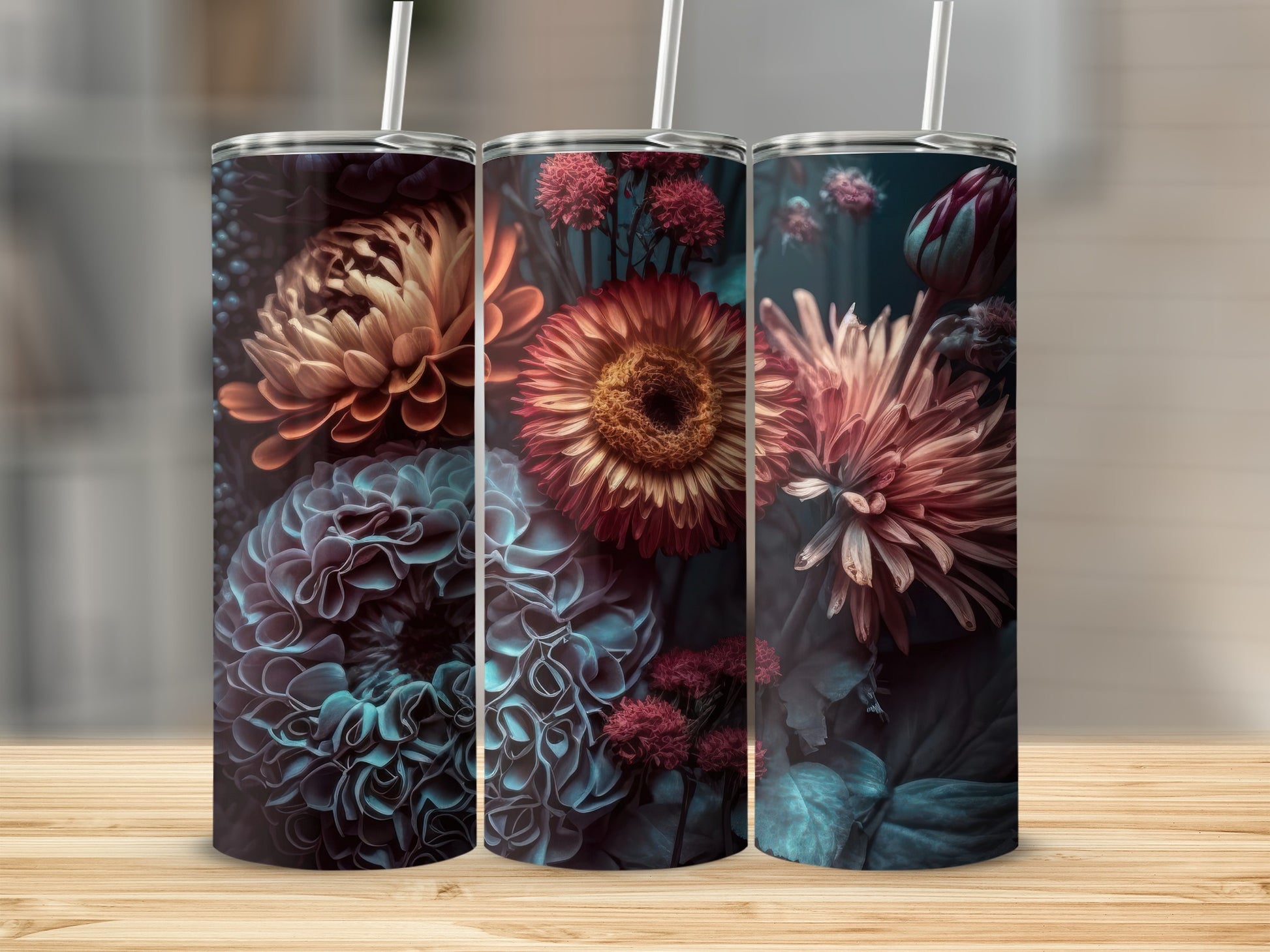 Retro Floral Pattern Insulated Stainless Steel Tumbler