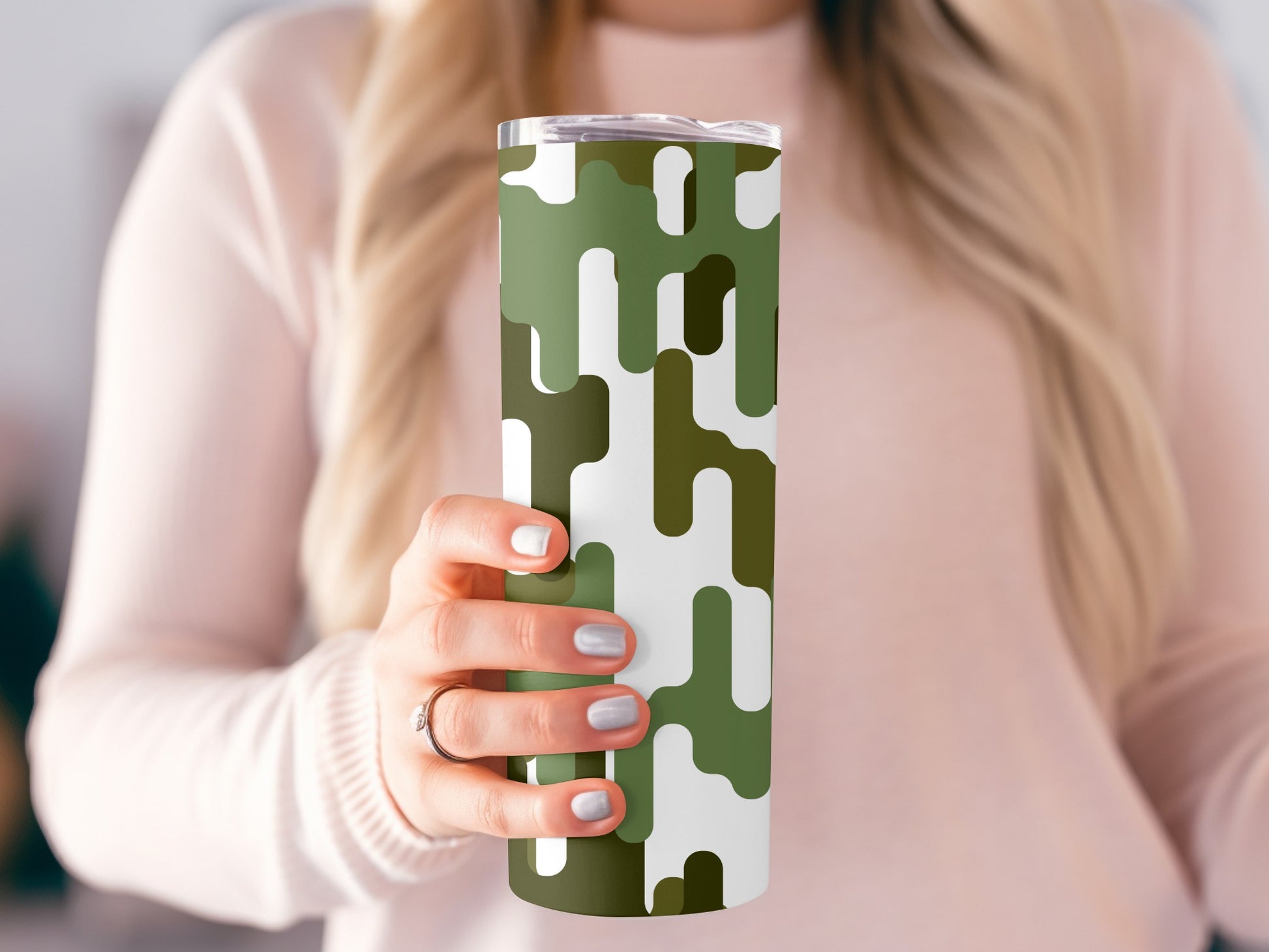 Modern Green Camouflage Travel Tumbler Cup