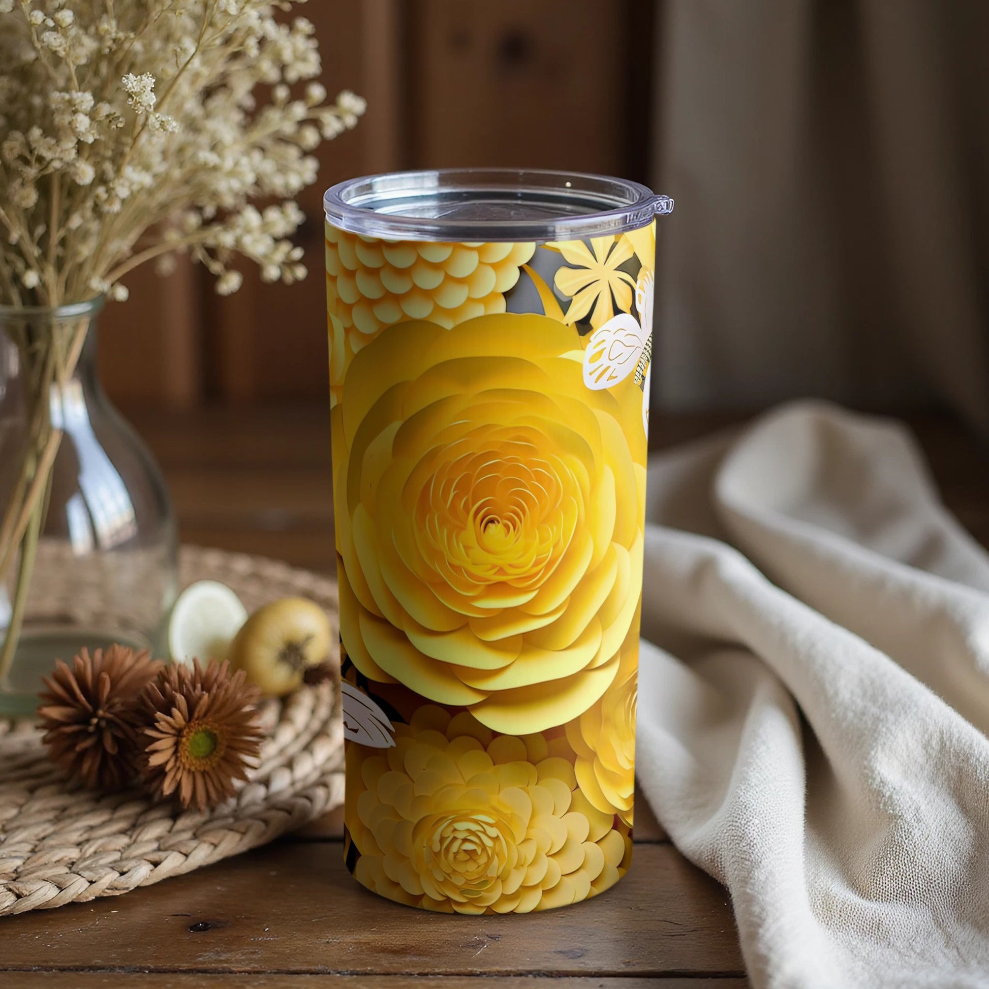 Beautiful Floral Art Insulated Tumbler for Beverages