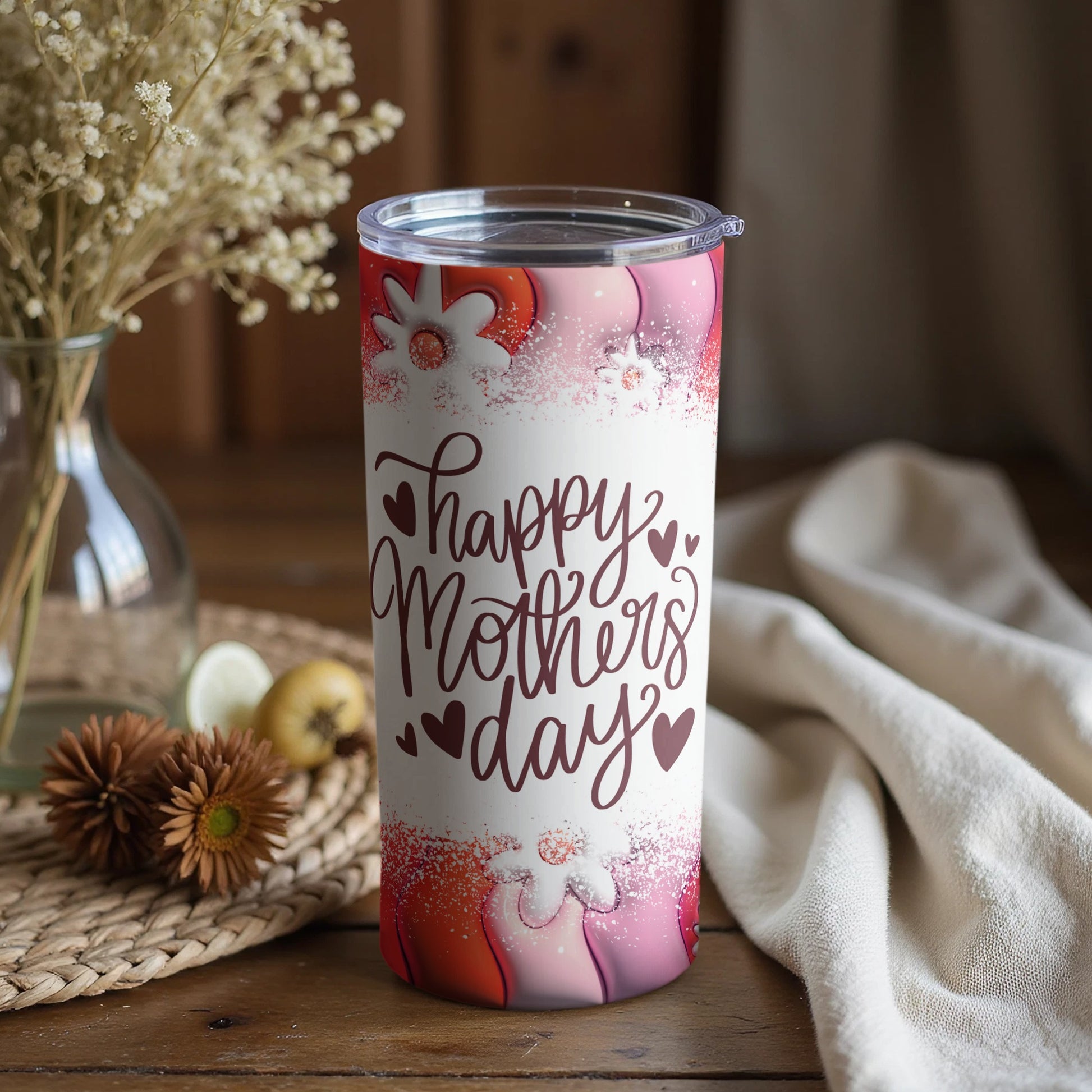 Beautiful Happy Mother's Day Tumbler with Floral Design