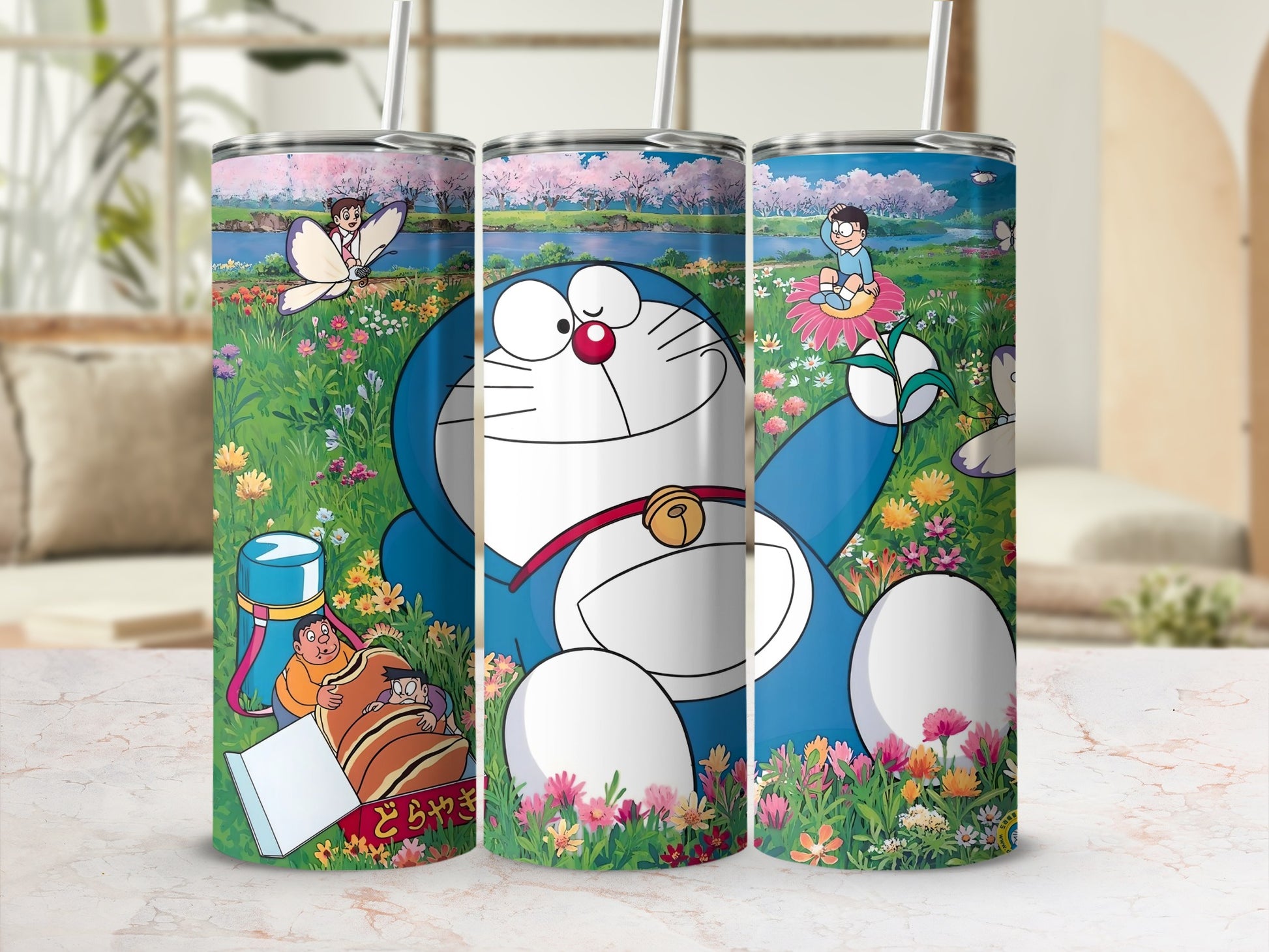 Cute Cartoon Character Design Tumbler with Straw