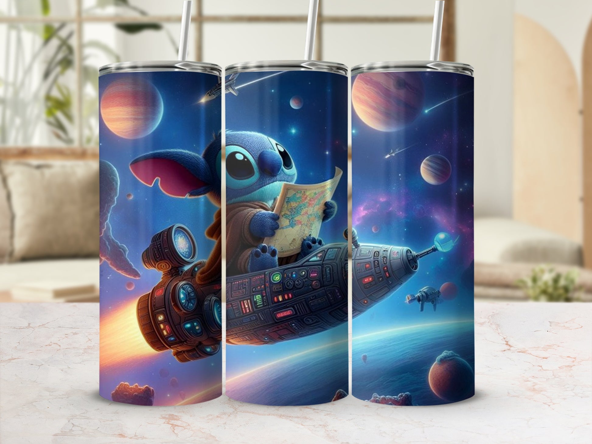 Adorable Alien Exploring Space Themed Tumbler Cups