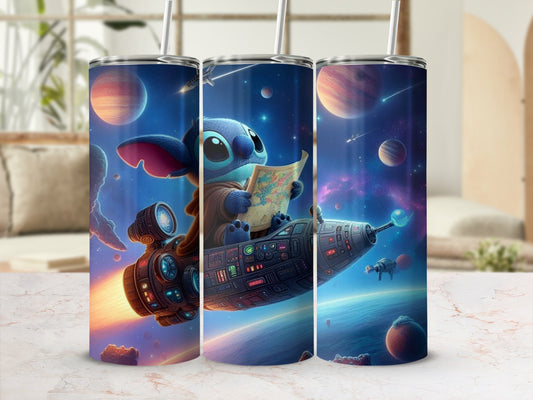 Adorable Alien Exploring Space Themed Tumbler Cups
