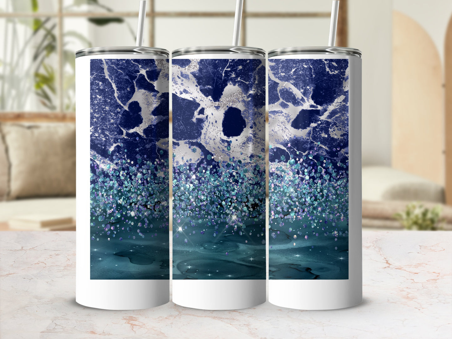 Blue Silver Marble Glitter Ombre Deep Teal product type