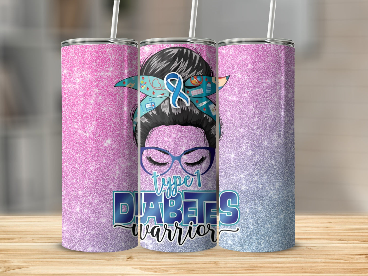 Type 1 Diabetes Warrior Glittery Tumbler