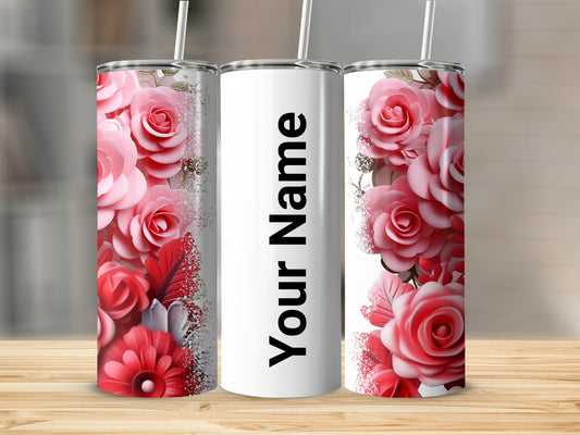 Personalized Floral Design Tumbler with Name Option